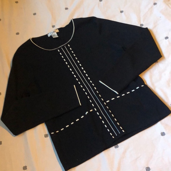 Carducci vintage sweater, black with white accents L - Picture 1 of 5